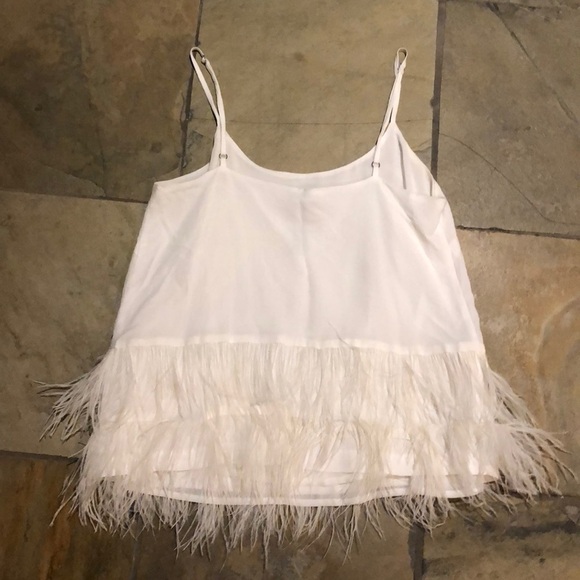 DESIGN Lab white tank top with feather trim. EUC! - Picture 4 of 4